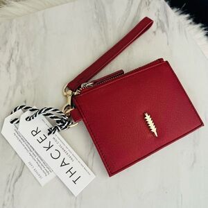 THACKER Leather Wristlet Clutch‎ Wallet, Travel Bag, Ruby Red, NWT
